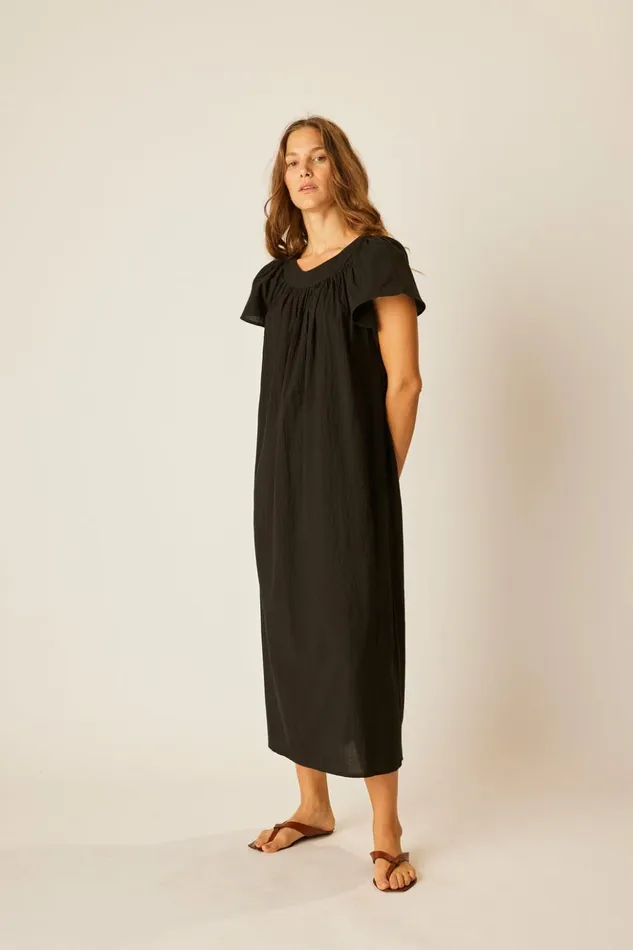 Sienna Dress Black Flat Cotton Women Natalie Martin Dresses