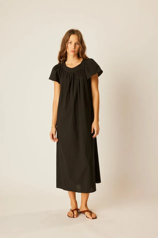 Sienna Dress Black Flat Cotton Women Natalie Martin Dresses
