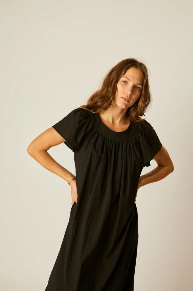 Sienna Dress Black Flat Cotton Women Natalie Martin Dresses