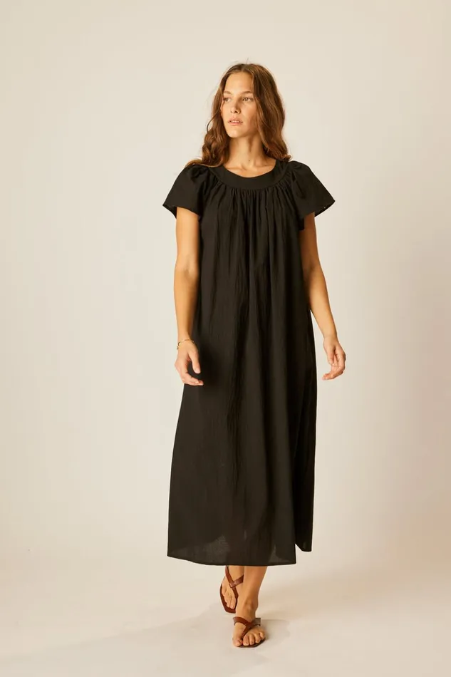 Sienna Dress Black Flat Cotton Women Natalie Martin Dresses