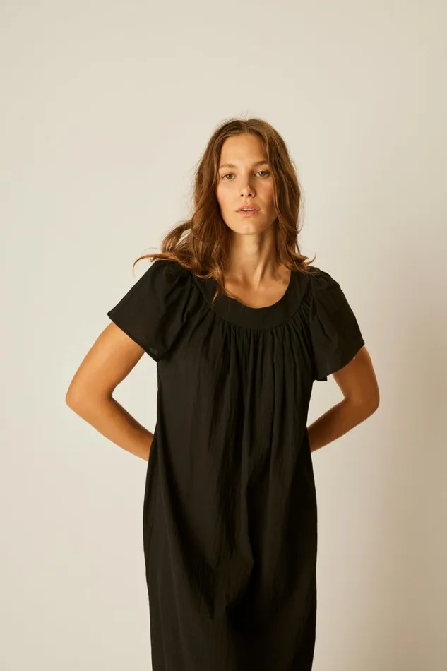 Sienna Dress Black Flat Cotton Women Natalie Martin Dresses