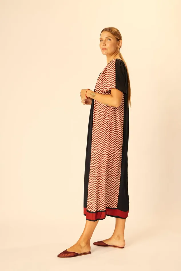 Sienna Dress Block Zigzag Noire Women Natalie Martin Dresses