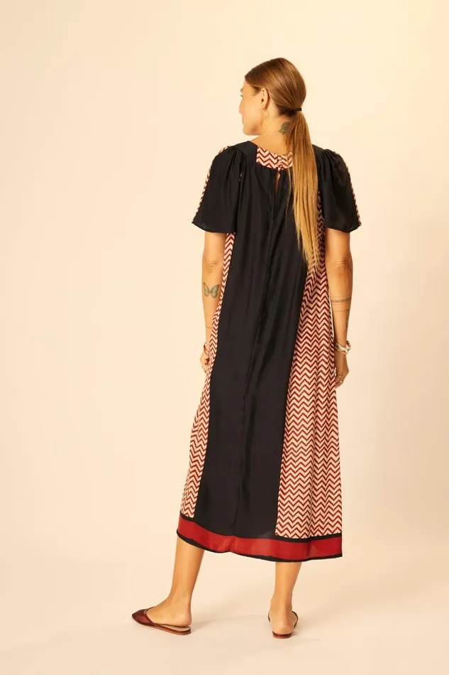 Sienna Dress Block Zigzag Noire Women Natalie Martin Dresses