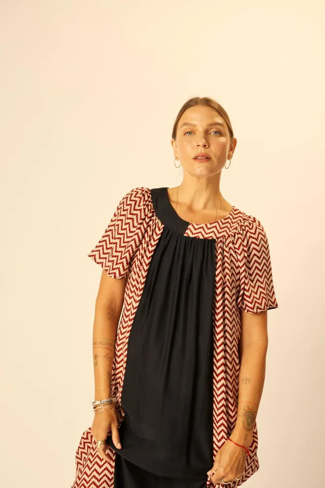 Sienna Dress Block Zigzag Noire Women Natalie Martin Dresses