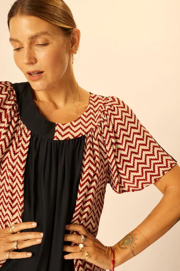 Sienna Dress Block Zigzag Noire Women Natalie Martin Dresses