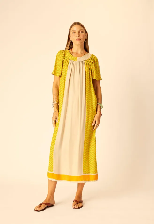 Sienna Dress Block Zigzag Tangerine Women Natalie Martin Dresses