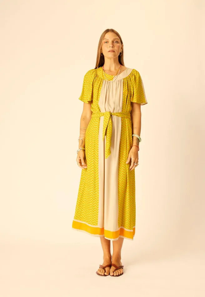 Sienna Dress Block Zigzag Tangerine Women Natalie Martin Dresses