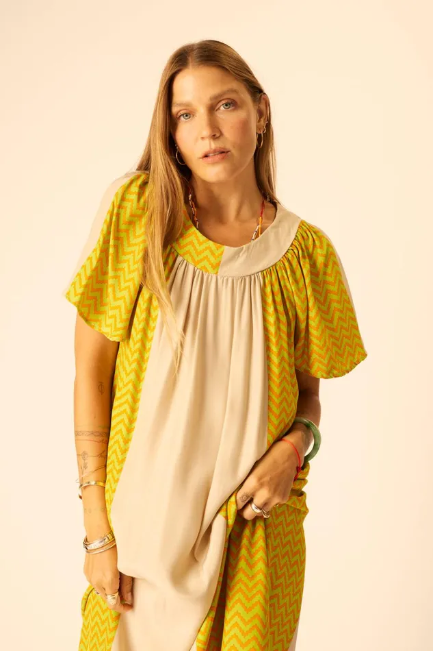 Sienna Dress Block Zigzag Tangerine Women Natalie Martin Dresses