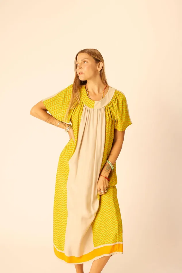 Sienna Dress Block Zigzag Tangerine Women Natalie Martin Dresses