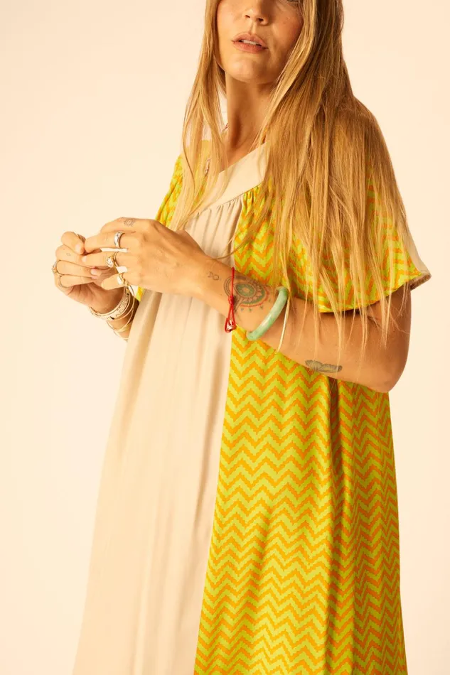 Sienna Dress Block Zigzag Tangerine Women Natalie Martin Dresses