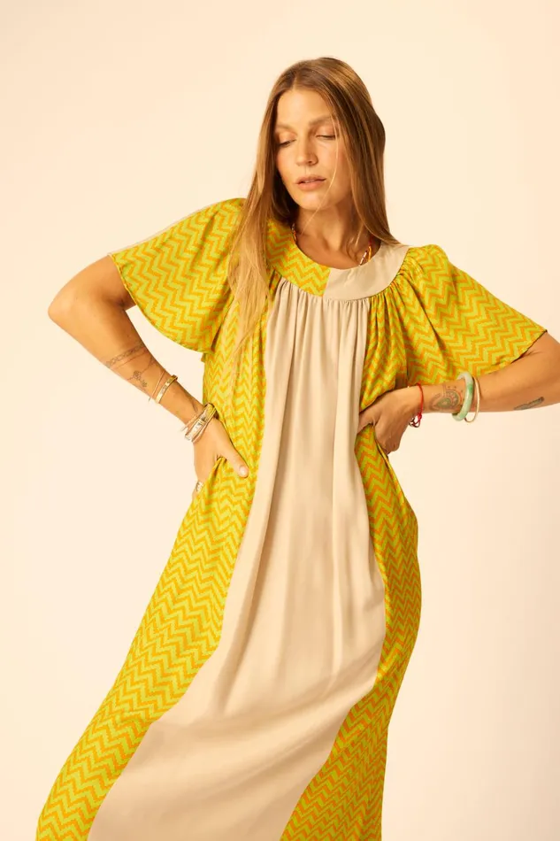 Sienna Dress Block Zigzag Tangerine Women Natalie Martin Dresses