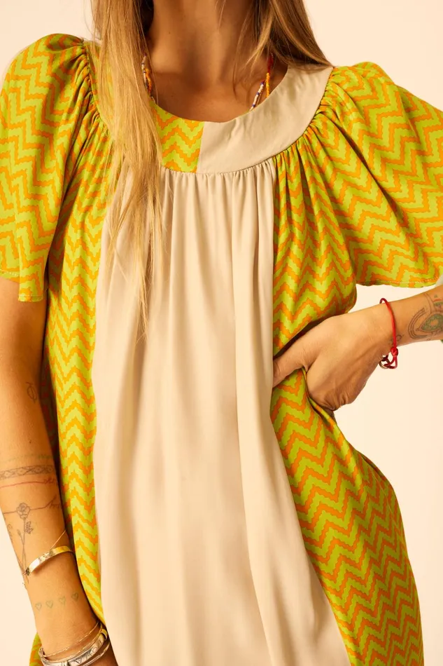 Sienna Dress Block Zigzag Tangerine Women Natalie Martin Dresses