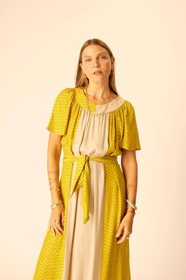 Sienna Dress Block Zigzag Tangerine Women Natalie Martin Dresses