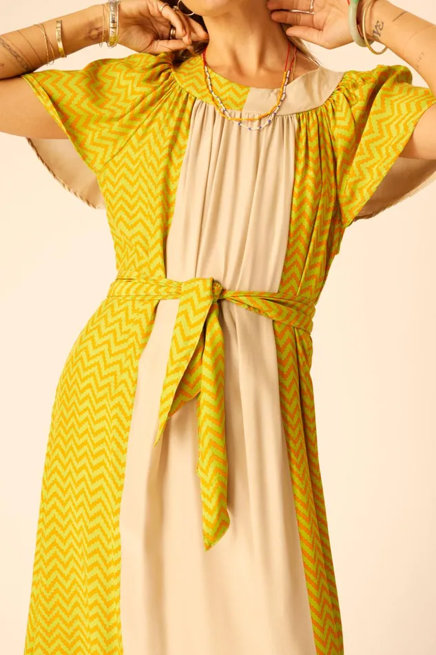 Sienna Dress Block Zigzag Tangerine Women Natalie Martin Dresses