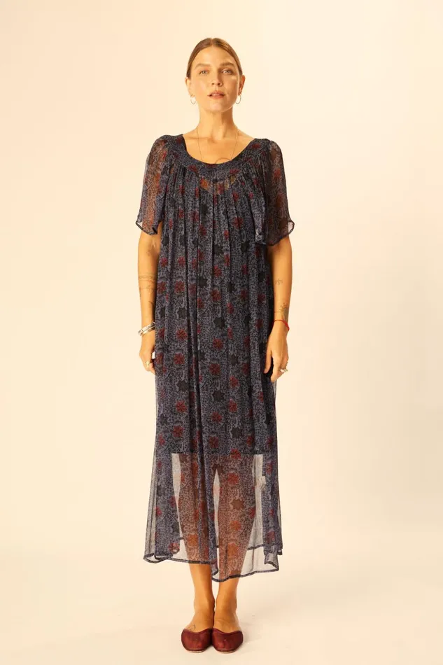 Sienna Dress Snowflake Steel Blue Women Natalie Martin Dresses