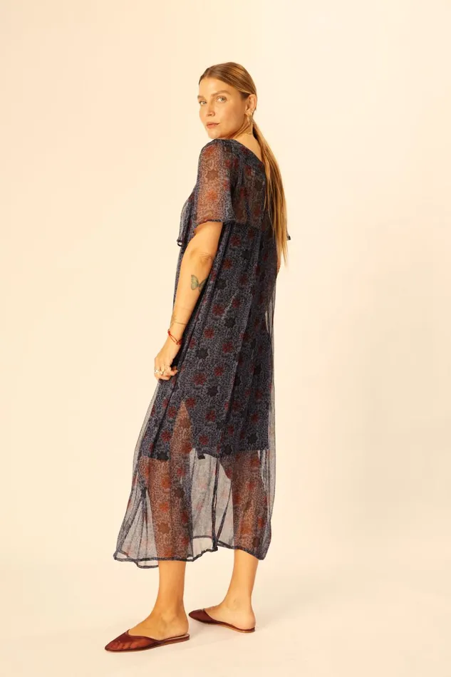 Sienna Dress Snowflake Steel Blue Women Natalie Martin Dresses