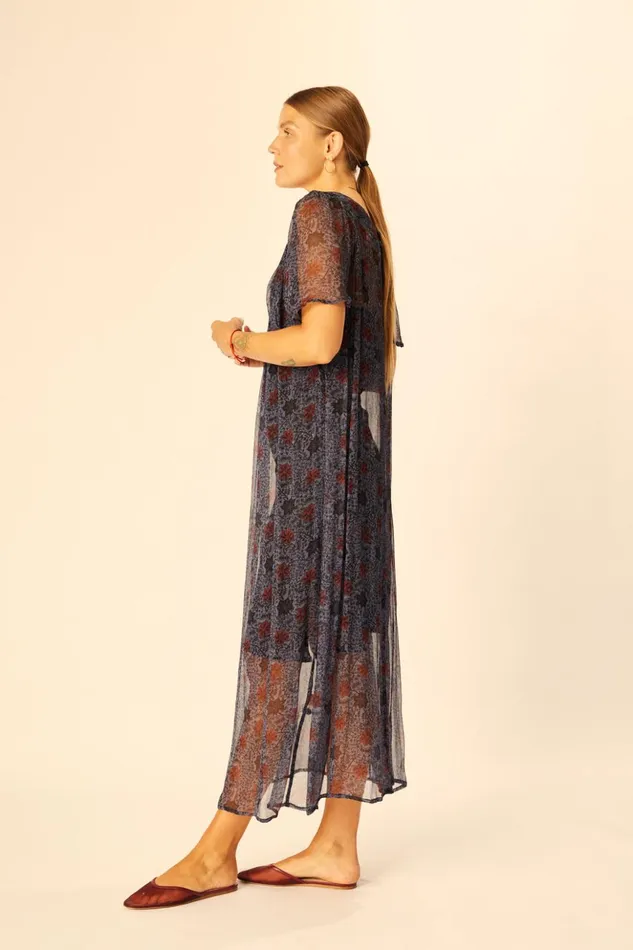 Sienna Dress Snowflake Steel Blue Women Natalie Martin Dresses