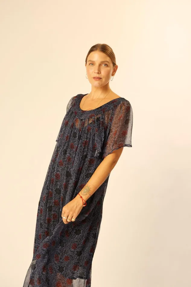 Sienna Dress Snowflake Steel Blue Women Natalie Martin Dresses