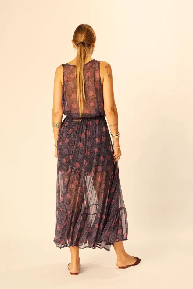 Sierra Skirt Chiffon Snowflake Aubergine Women Natalie Martin Bottoms