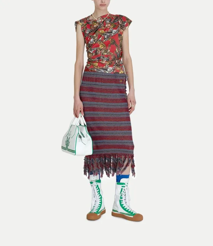 Skirts Women Vivienne Westwood Broken Stitch Skirt In StripesGoldMetal