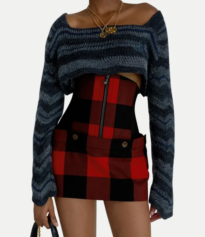 Skirts Women Vivienne Westwood Foam Corset Skirt In RedBlack