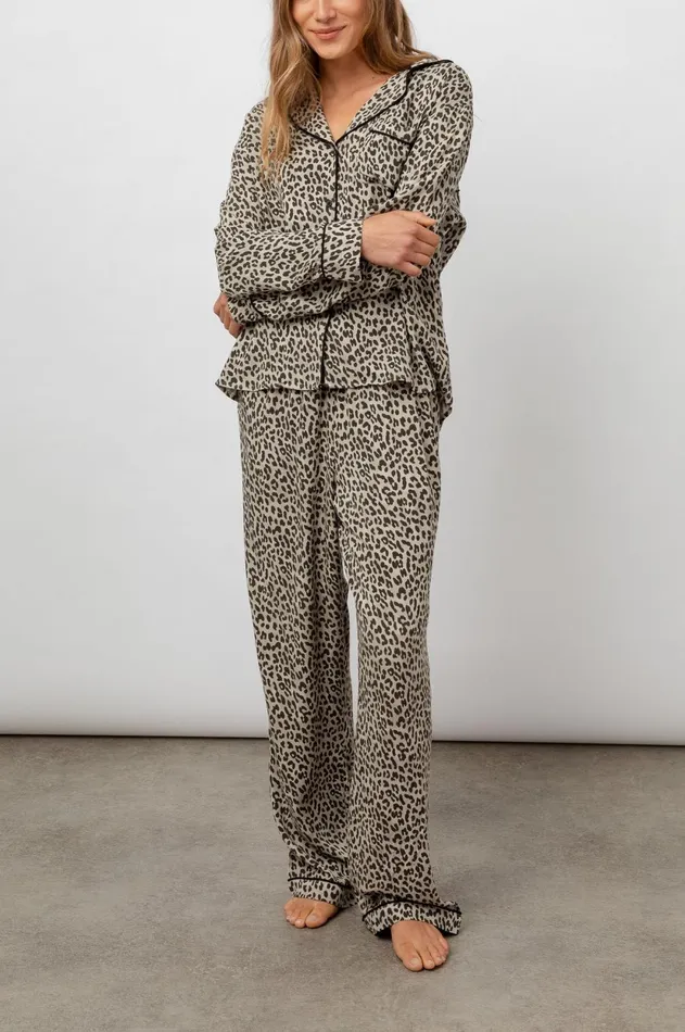 Sleepwear Women Rails Clara Pajama Set Black Cheetah Spots