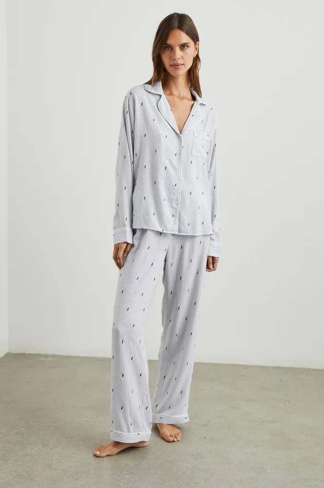 Sleepwear Women Rails Clara Pajama Set Flocked Lightning Pinstripe