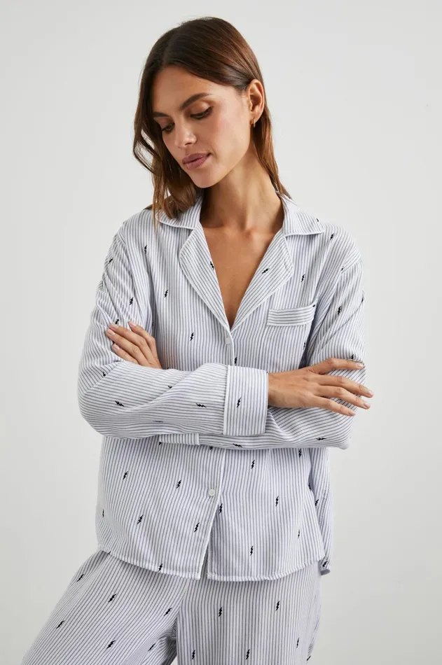 Sleepwear Women Rails Clara Pajama Set Flocked Lightning Pinstripe
