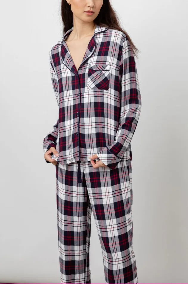 Sleepwear Women Rails Clara Pajama Set Spruce Seafoam White
