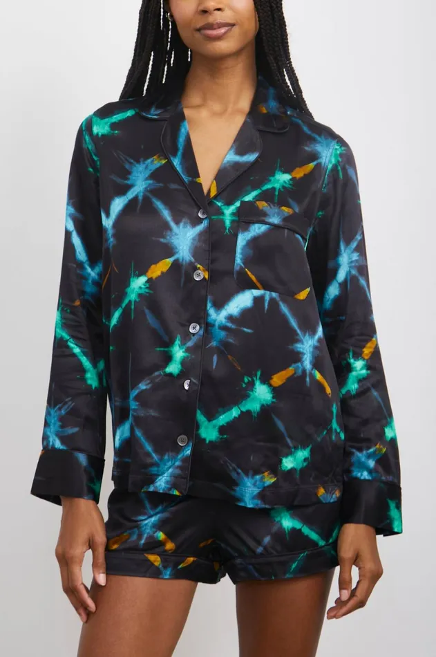 Sleepwear Women Rails Clarise Pajama Set Black Neon Ikat