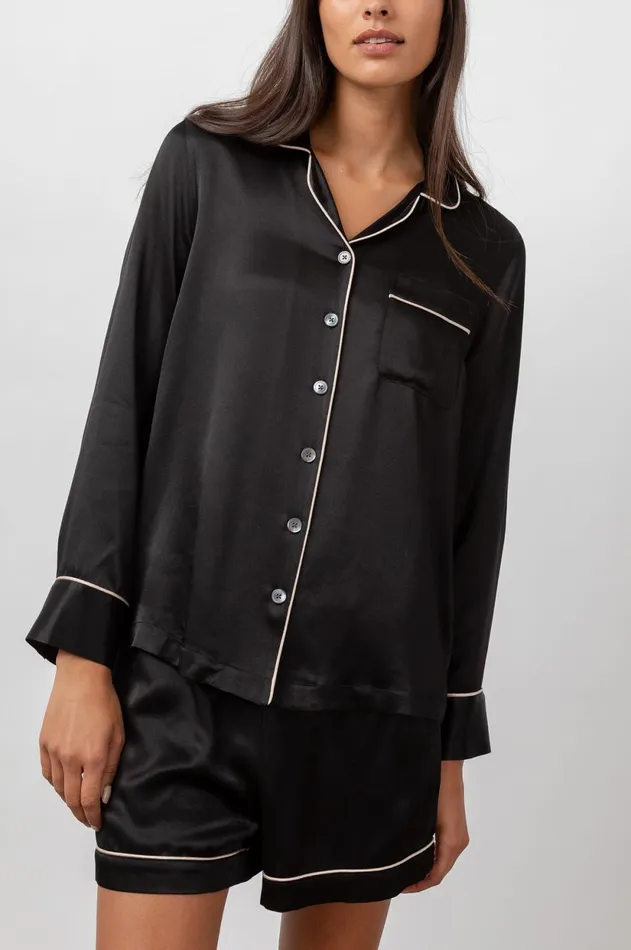 Sleepwear Women Rails Clarise Pajama Set Satin Onyx Champagne