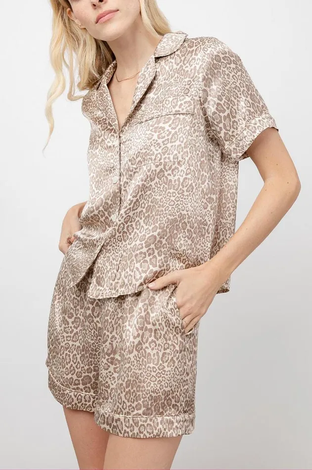 Sleepwear Women Rails Tommi Pajama Set Tan Cheetah