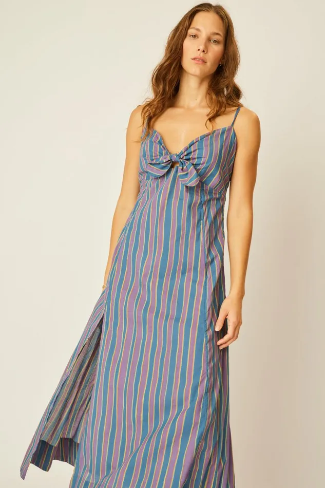 Sophie Dress Batik Stripe Lavender Women Natalie Martin Dresses