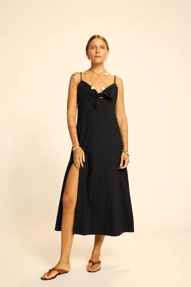 Sophie Dress Black Flat Cotton Women Natalie Martin Dresses