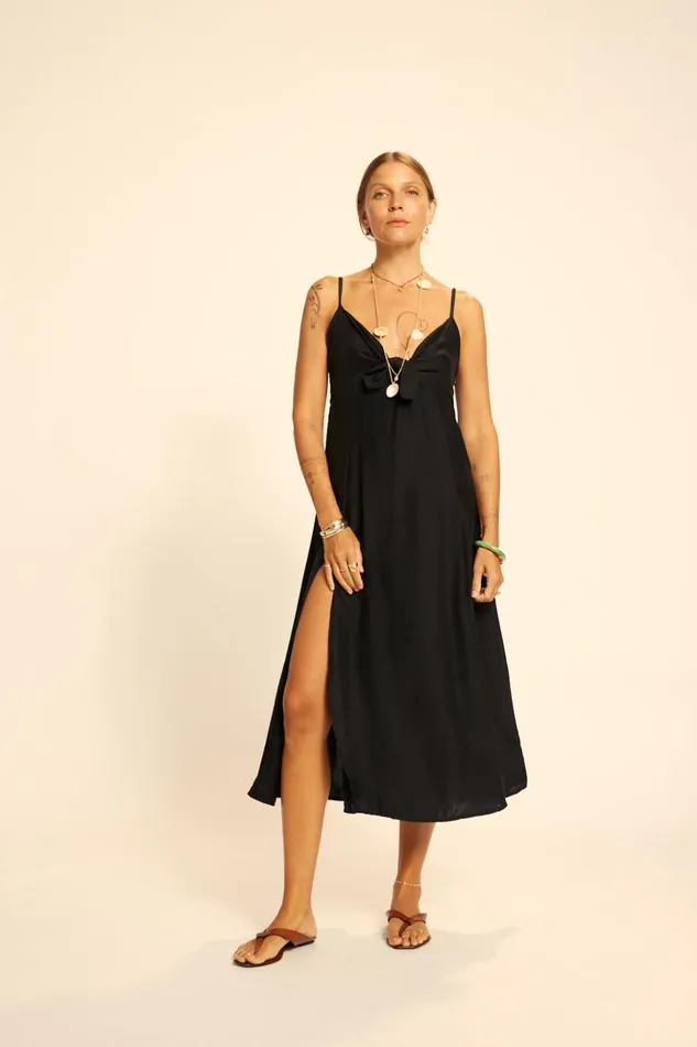 Sophie Dress Black Flat Cotton Women Natalie Martin Dresses