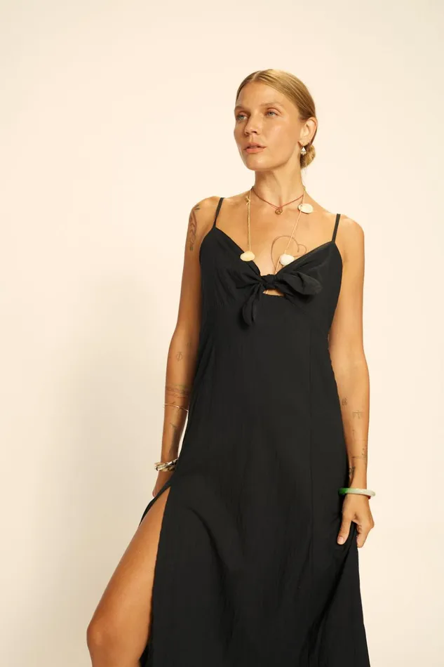 Sophie Dress Black Flat Cotton Women Natalie Martin Dresses
