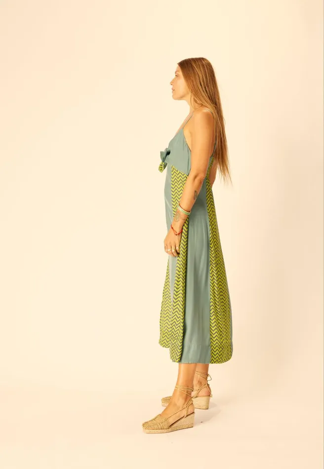 Sophie Dress Block Zigzag Lime Women Natalie Martin Dresses