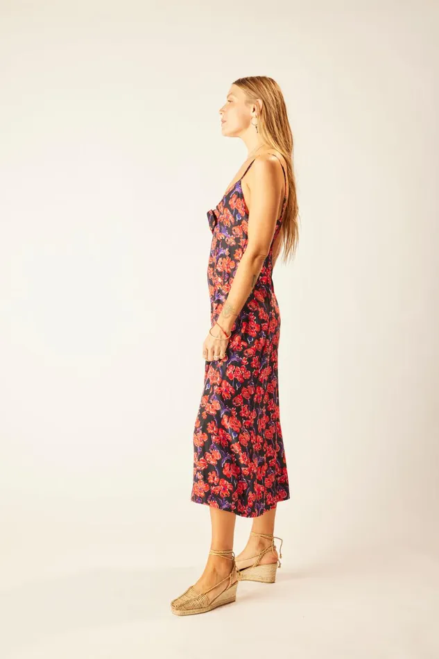 Sophie Dress Silk Watercolor Print Onyx Women Natalie Martin Dresses