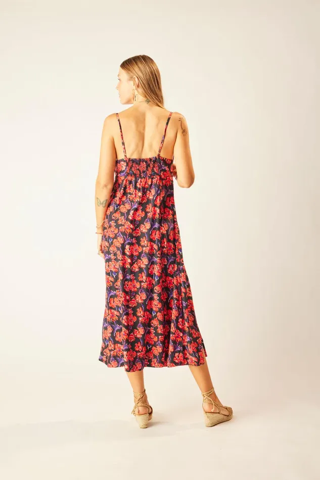 Sophie Dress Silk Watercolor Print Onyx Women Natalie Martin Dresses