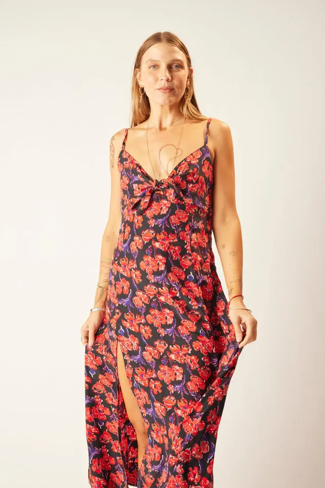 Sophie Dress Silk Watercolor Print Onyx Women Natalie Martin Dresses