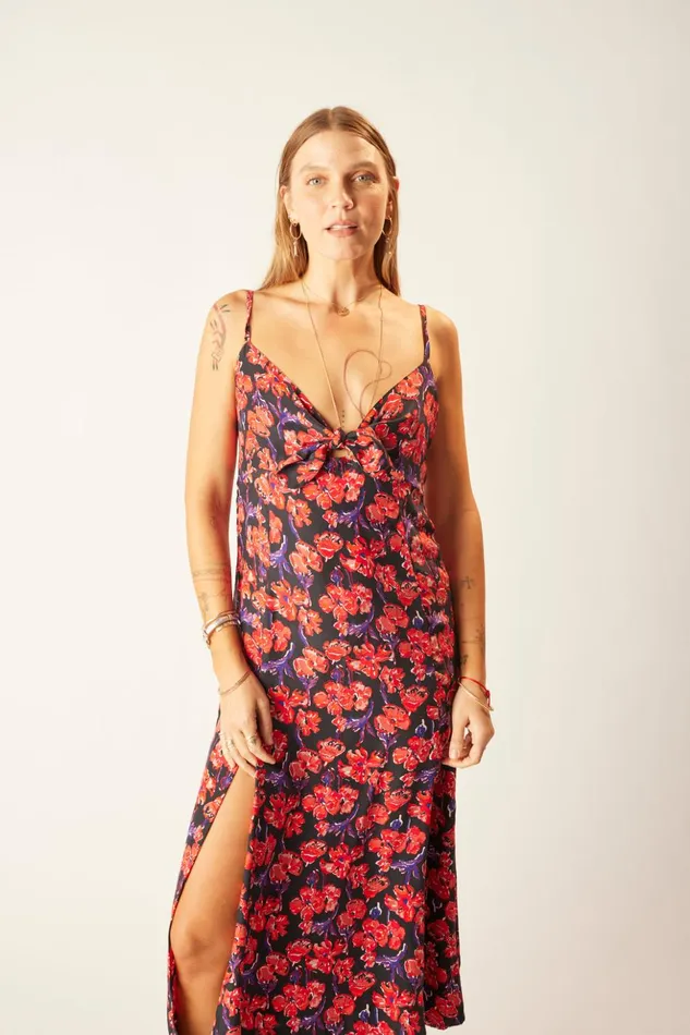 Sophie Dress Silk Watercolor Print Onyx Women Natalie Martin Dresses