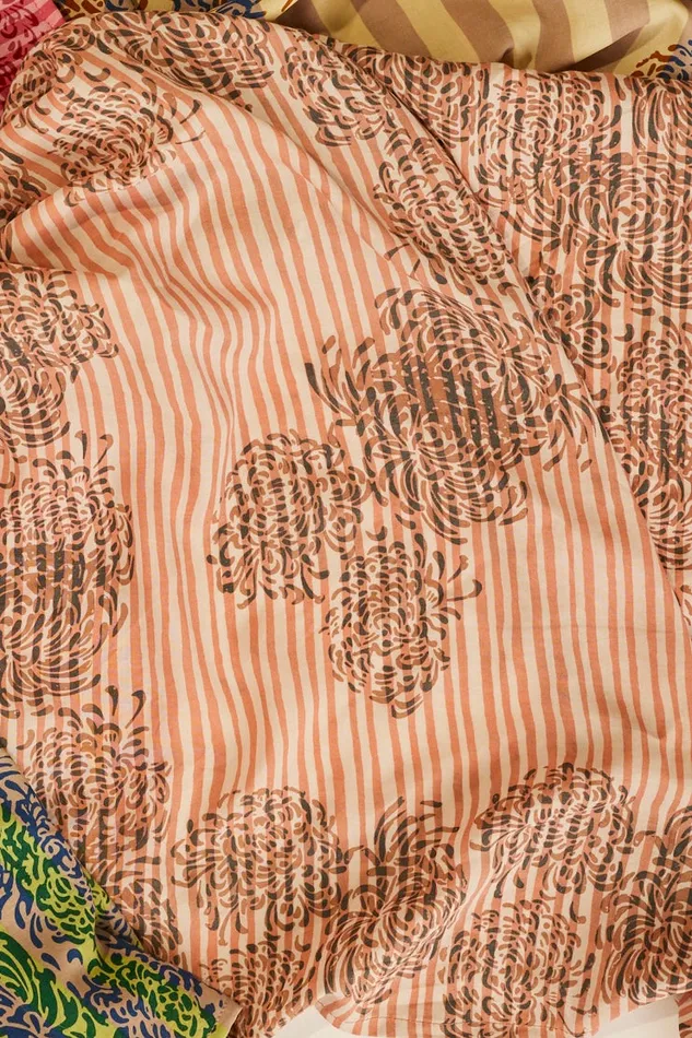 Square Scarf Batik Chrysanthemum Clay Women Natalie Martin