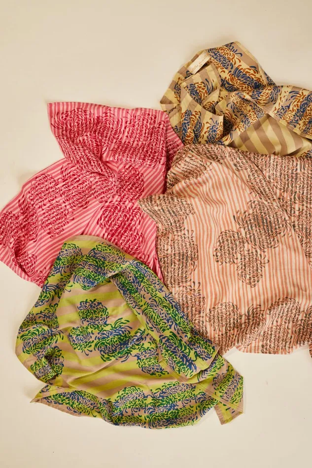 Square Scarf Batik Chrysanthemum Fuchsia Women Natalie Martin