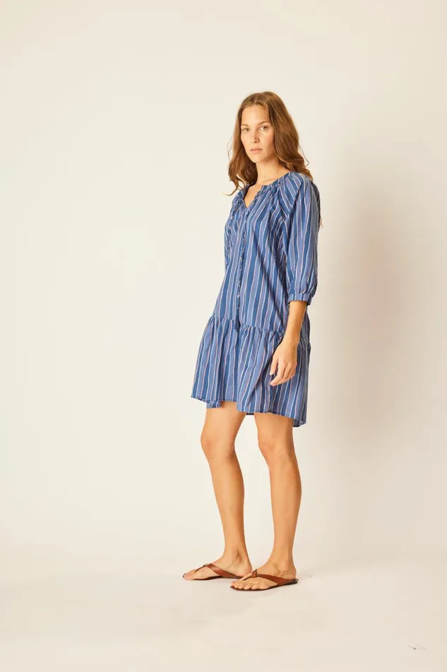 Stevie Dress Batik Stripe Navy Women Natalie Martin Dresses Stevie Dress Batik Stripe Navy Women Natalie Martin Dresses