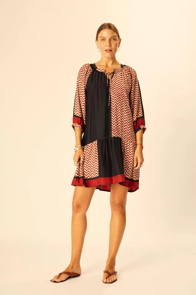 Stevie Dress Block Zigzag Noire Women Natalie Martin Dresses