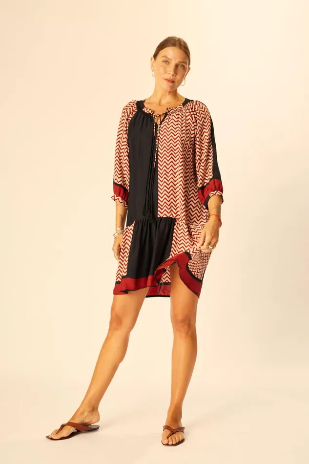 Stevie Dress Block Zigzag Noire Women Natalie Martin Dresses