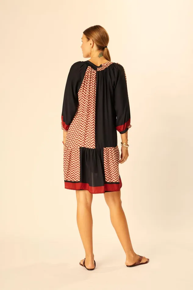 Stevie Dress Block Zigzag Noire Women Natalie Martin Dresses