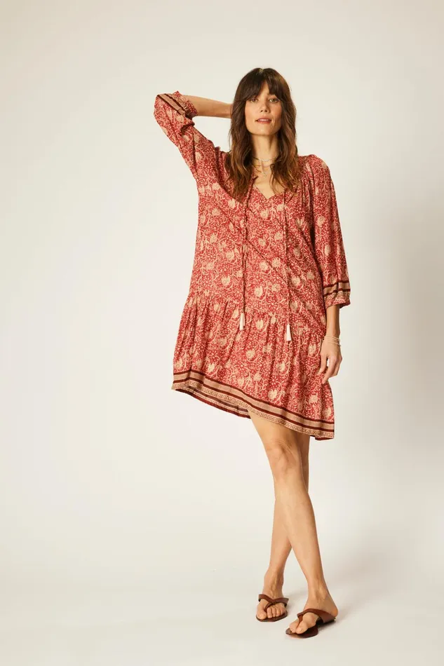 Stevie Dress Water Lily Terracotta Women Natalie Martin Dresses