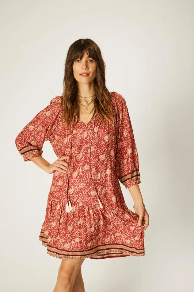 Stevie Dress Water Lily Terracotta Women Natalie Martin Dresses Stevie Dress Water Lily Terracotta Women Natalie Martin Dresses