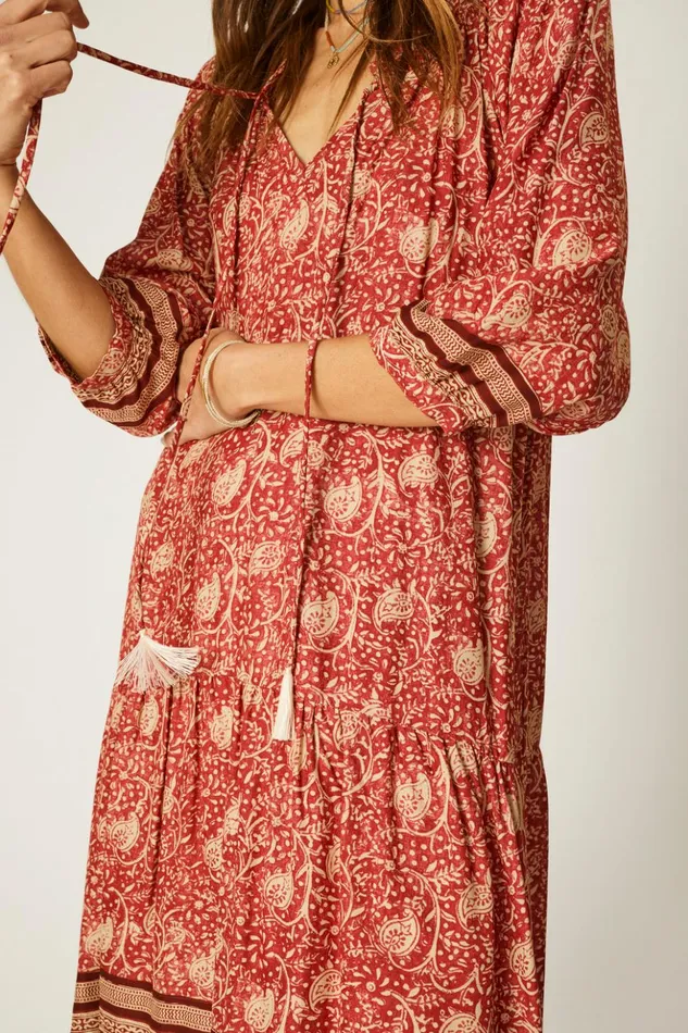 Stevie Dress Water Lily Terracotta Women Natalie Martin Dresses Stevie Dress Water Lily Terracotta Women Natalie Martin Dresses